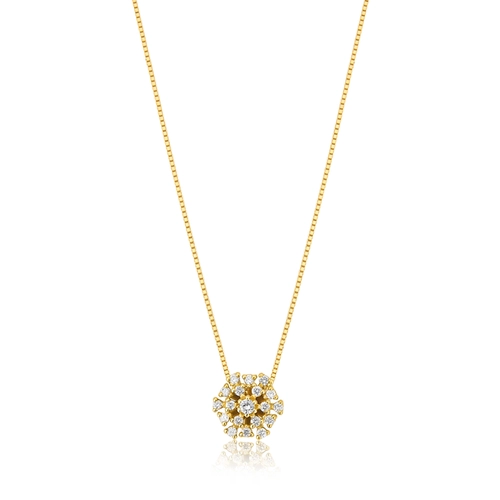 Gargantilha Fireworks Diamonds ouro 18k pingente chuveiro de 17pts de Diamantes