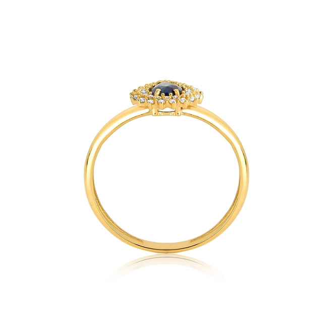 Anel Laurel gota Safira Azul ouro 18k contorno de 11,1pts de Diamantes 2