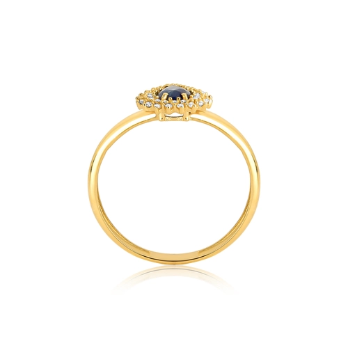 Anel Laurel gota Safira Azul ouro 18k contorno de 11,1pts de Diamantes