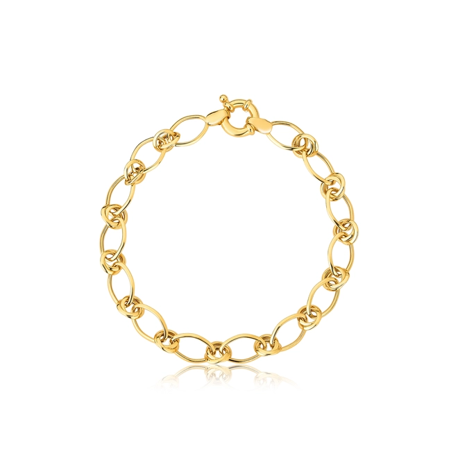 Pulseira de elos ouro 18k ovais e redondos polidos 1