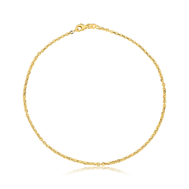 Tornozeleira malha Bailarina ouro 18k polida fecho lagosta 24CM 1