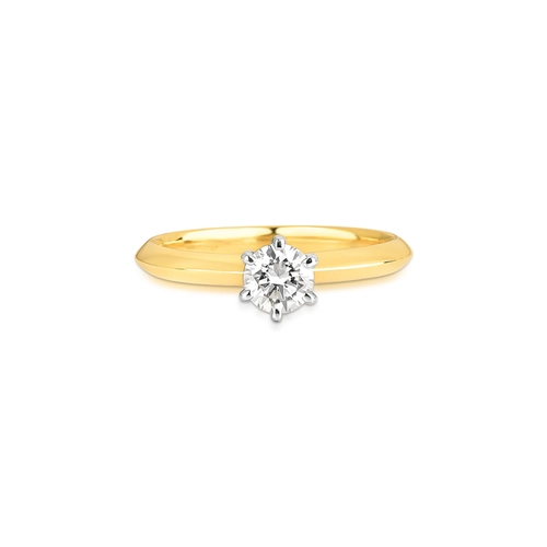 Anel Solitários Cisse ouro amarelo e branco 18k com 50pts de Diamantes