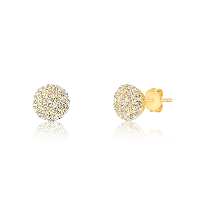 Brinco Stud chuveiro ouro 18k pavê cravejado de Zircônias 1
