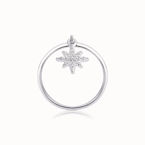 Anel For me Planet prata 925 pingente estrela com Zircônias