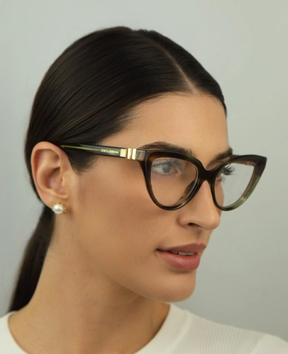 Óculos de Grau Dolce & Gabbana 0DG3414 3446 54 Acetato Marrom e Verde Mesclado