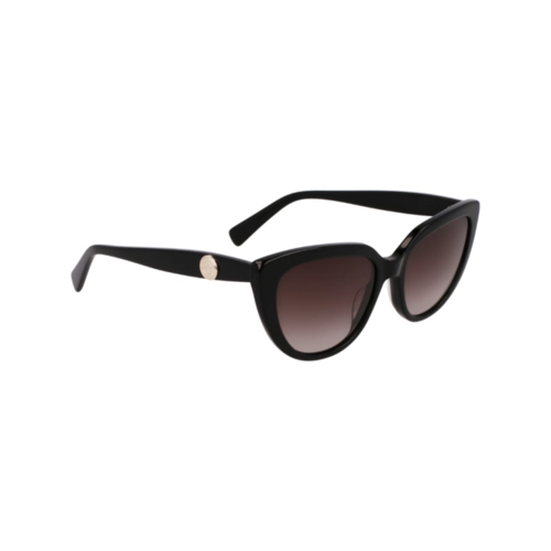 Óculos de Sol Lonchamp LO766S 001 53 Acetato Preto com lentes na cor Marrom Degradê