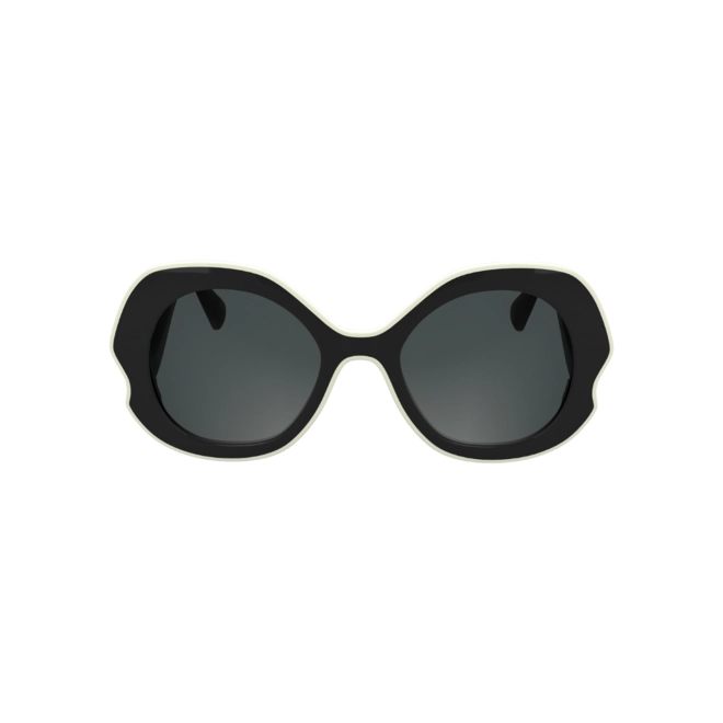 Óculos de Sol Longchamp LO780S 038 52 Acetato Preto e Branco com lentes na cor Fumê 2