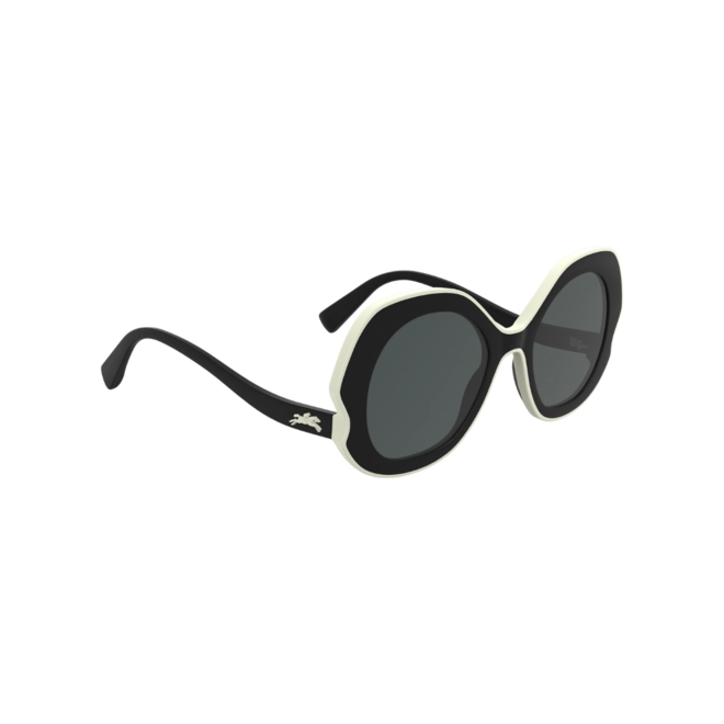 Óculos de Sol Longchamp LO780S 038 52 Acetato Preto e Branco com lentes na cor Fumê 3