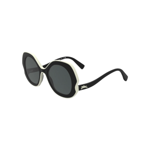 Óculos de Sol Longchamp LO780S 038 52 Acetato Preto e Branco com lentes na cor Fumê