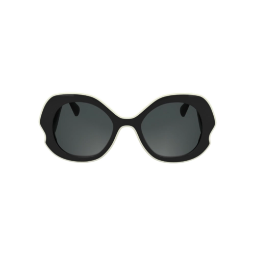 Óculos de Sol Longchamp LO780S 038 52 Acetato Preto e Branco com lentes na cor Fumê