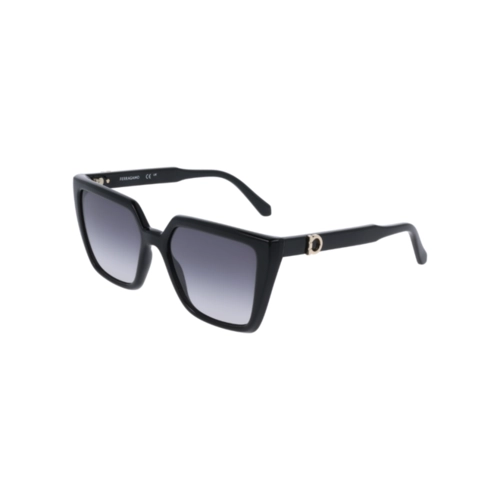 Óculos de Sol Salvatore Ferragamo SF2058SE 001 54 Acetato Preto com lentes na cor Fumê Degradê