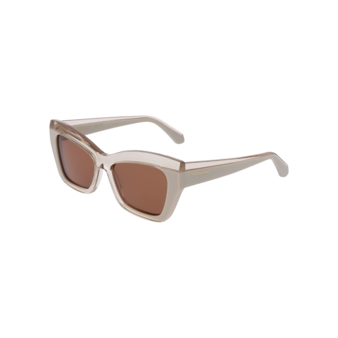 Óculos de Sol Salvatore Ferragamo SF2065S 260 54 Acetato Bege com lentes na cor Marrom 1
