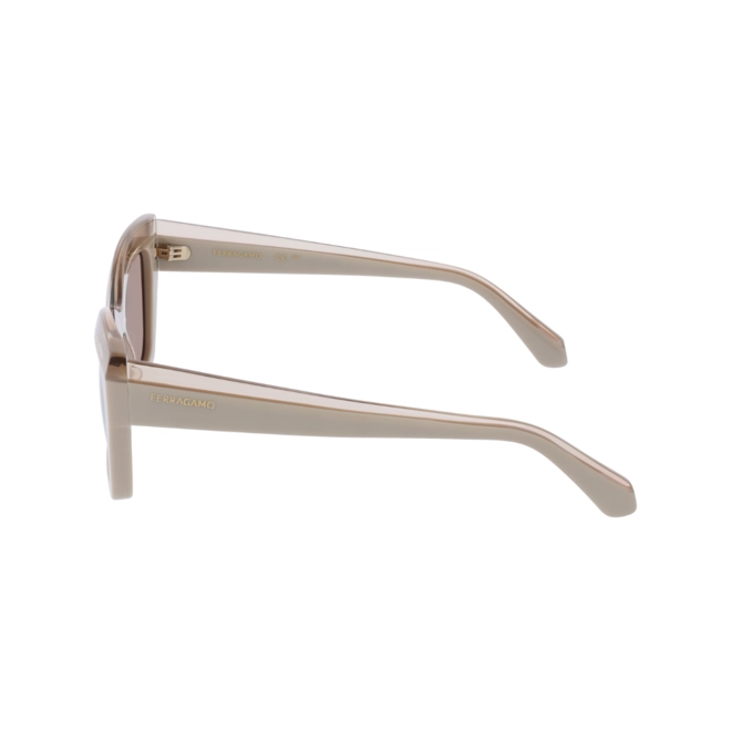 Óculos de Sol Salvatore Ferragamo SF2065S 260 54 Acetato Bege com lentes na cor Marrom 4
