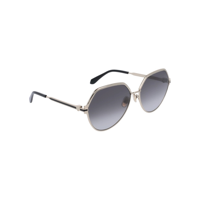 Óculos de Sol Salvatore Ferragamo SF325S 738 62 Metal Dourado Claro com lentes na cor Cinza Degradê 3