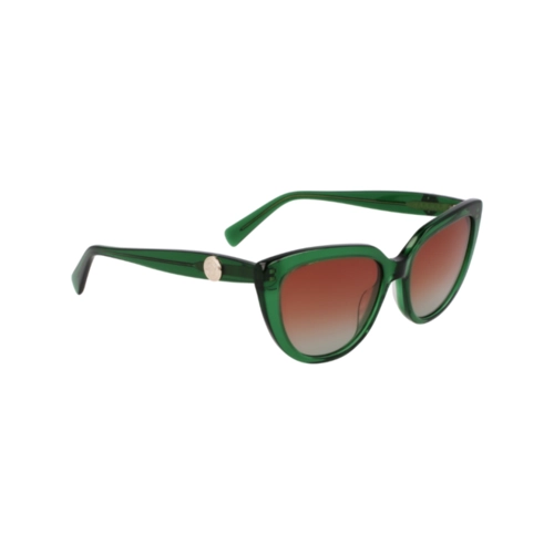 Óculos de Sol Longchamp LO766S 300 53 Acetato Verde Transparente com lentes na cor Marrom Degradê