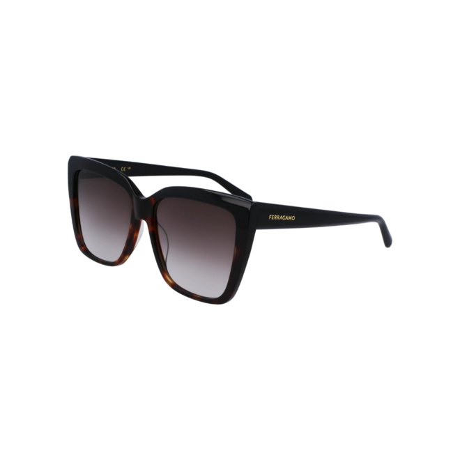 Óculos de Sol Salvatore Ferragamo SF1102S 006 58 Acetato Preto Mesclado com lentes na cor Cinza Degradê 1
