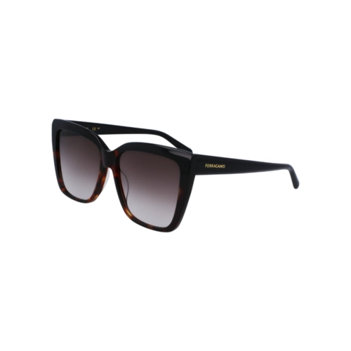 Óculos de Sol Salvatore Ferragamo SF1102S 006 58 Acetato Preto Mesclado com lentes na cor Cinza Degradê
