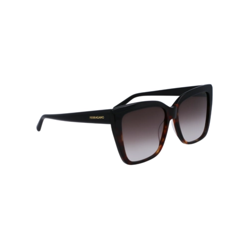 Óculos de Sol Salvatore Ferragamo SF1102S 006 58 Acetato Preto Mesclado com lentes na cor Cinza Degradê