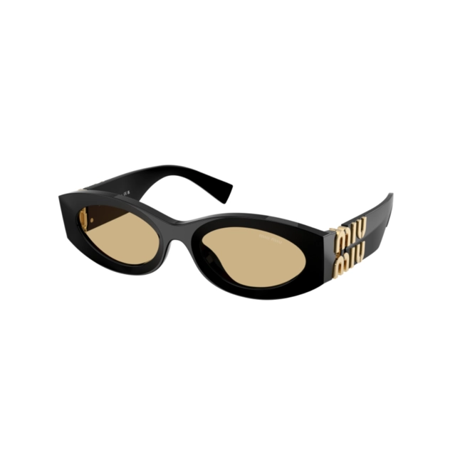 Óculos de Sol Miu Miu 0MU 11WS 16K10R54 Acetato Preto com lentes na cor Amarelo 1