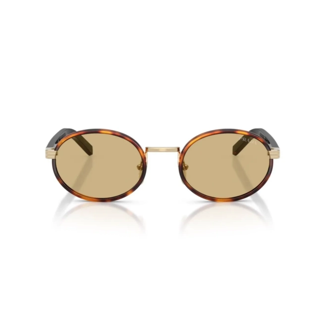 Óculos de Sol Prada 0PR B56S 21E10R52 Metal e Acetato Marrom Mesclado com lentes na cor Marrom 2