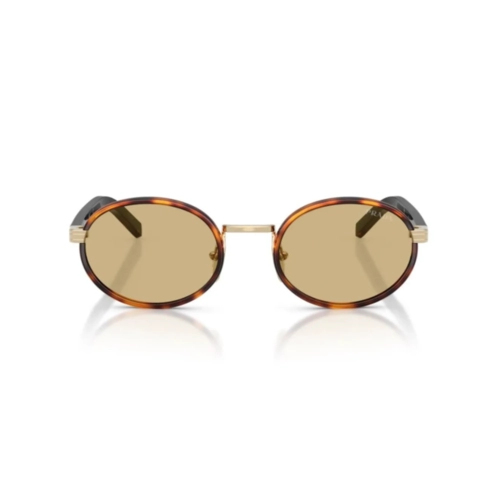 Óculos de Sol Prada 0PR B56S 21E10R52 Metal e Acetato Marrom Mesclado com lentes na cor Marrom