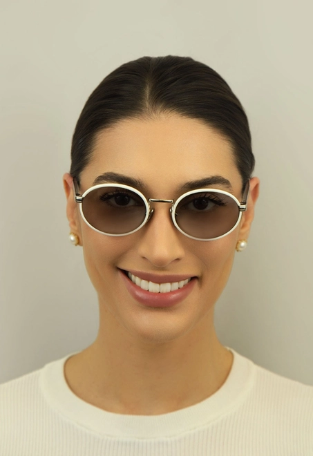 Óculos de Sol Prada 0PR B56S 23E50Q52 Metal e Acetato Branco com lentes na cor Cinza 3