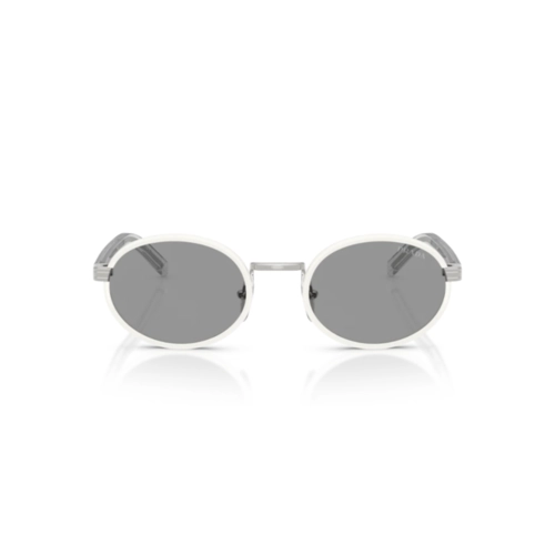 Óculos de Sol Prada 0PR B56S 23E50Q52 Metal e Acetato Branco com lentes na cor Cinza
