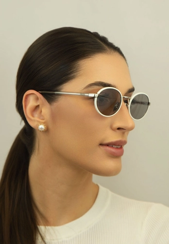 Óculos de Sol Prada 0PR B56S 23E50Q52 Metal e Acetato Branco com lentes na cor Cinza
