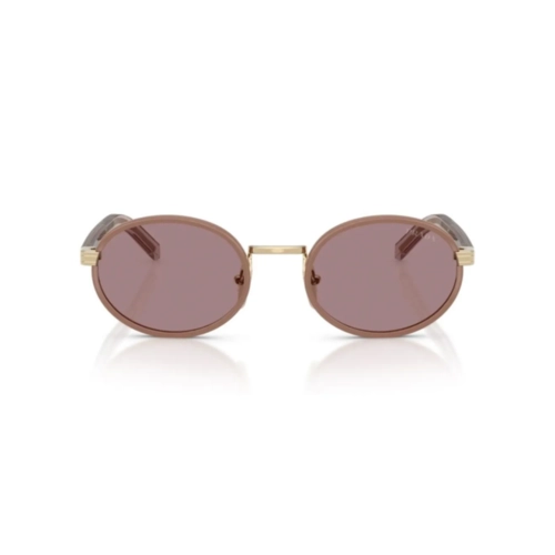 Óculos de Sol Prada 0PR B56S 24E20I52 Metal e Acetato Rosa e Dourado com lentes na cor Rosa