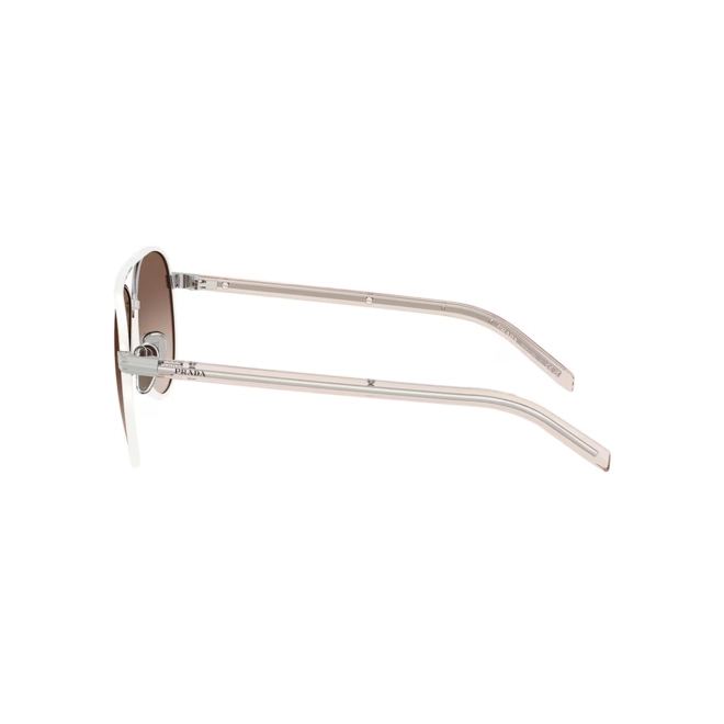 Óculos de Sol Prada 0PR B57S 23E10S59 Metal e Acetato Branco com lentes na cor Marrom Degradê 4