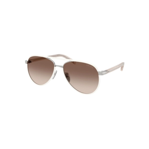 Óculos de Sol Prada 0PR B57S 23E10S59 Metal e Acetato Branco com lentes na cor Marrom Degradê