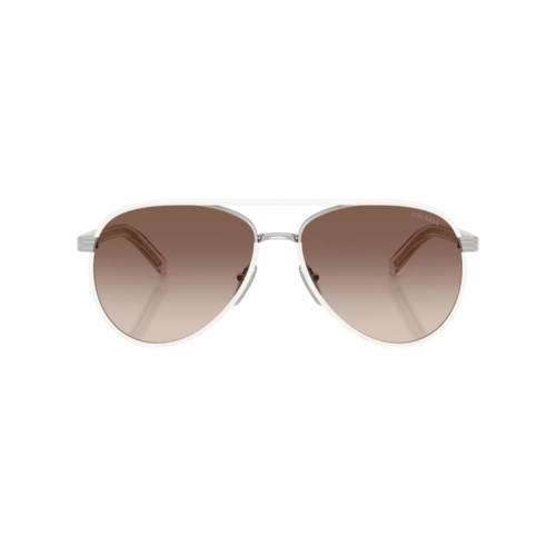 Óculos de Sol Prada 0PR B57S 23E10S59 Metal e Acetato Branco com lentes na cor Marrom Degradê