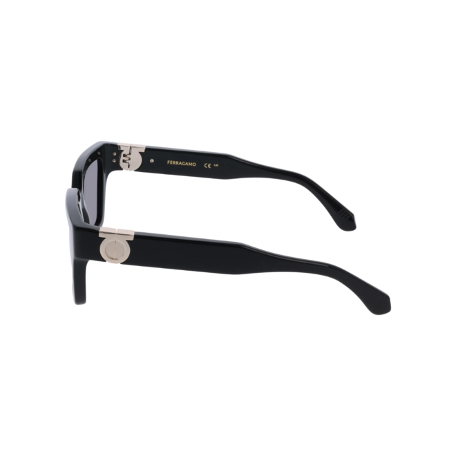 Óculos de Sol Salvatore Ferragamo SF2066S 001 52 Acetato Preto com lentes na cor Cinza 4