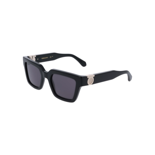Óculos de Sol Salvatore Ferragamo SF2066S 001 52 Acetato Preto com lentes na cor Cinza