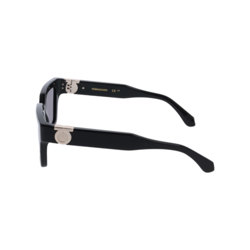 Óculos de Sol Salvatore Ferragamo SF2066S 001 52 Acetato Preto com lentes na cor Cinza