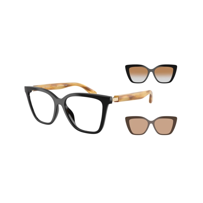 Óculos de Grau Emporio Armani 0EA4254U 62691W54 Acetato Preto e Marrom com lentes na cor Marrom 1
