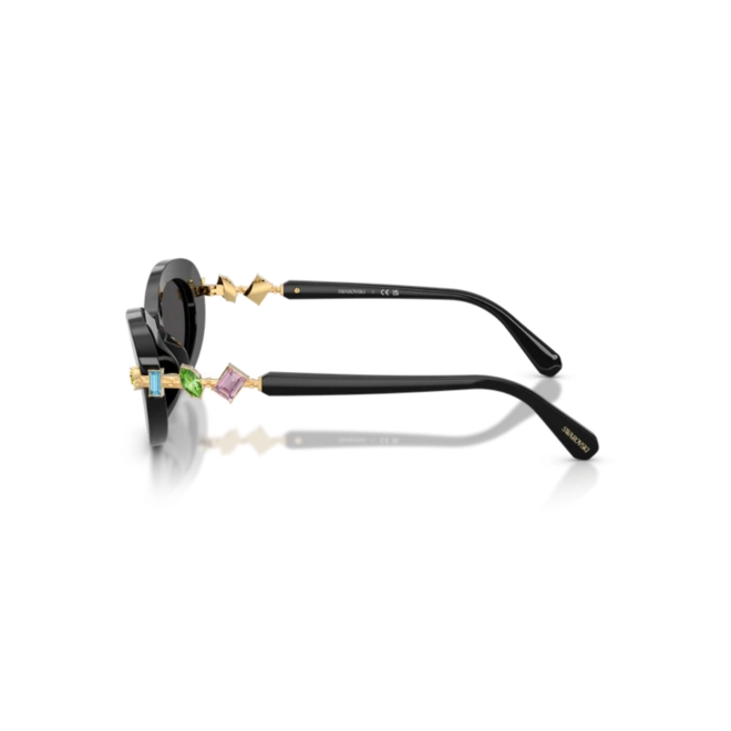 Óculos de Sol Swarovski 0SK6042 10018753 Acetato Preto com lentes na cor Cinza 3