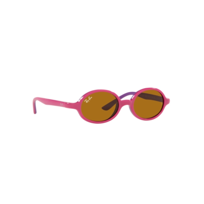 Óculos de Sol Ray-Ban Junior 0RJ9145S 7083/342 Acetato Rosa com lentes na cor Marrom 3