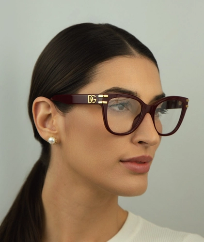Óculos de Grau Dolce & Gabbana 0DG3418 3091 55 Acetato Bordô