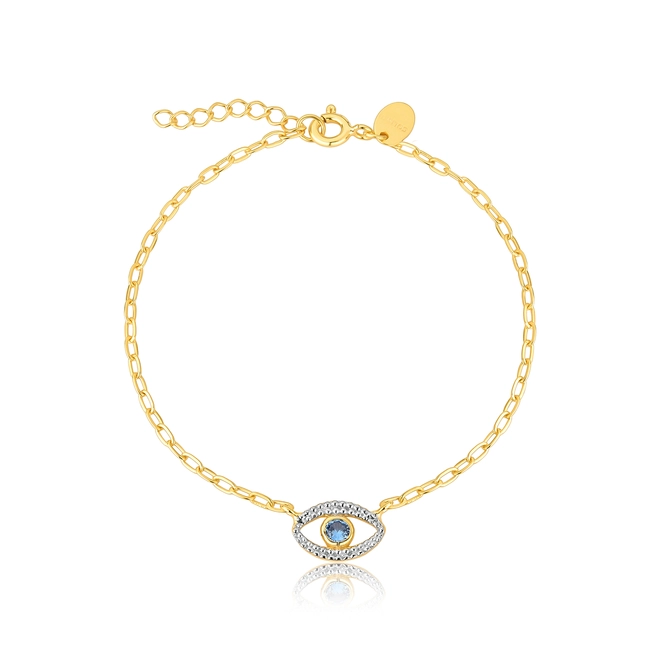 Pulseira For me Mystic olho grego prata 925 dourada com Zircônias 1