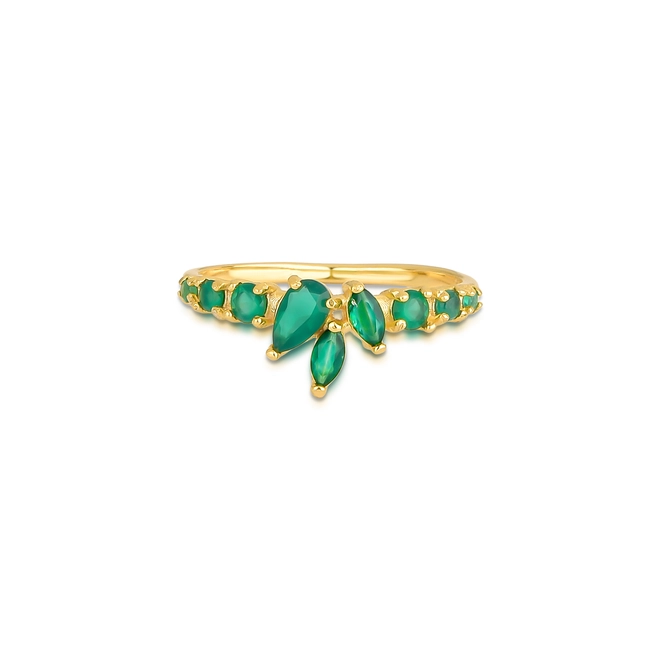 Anel For me Princess prata 925 dourada com gemas de Crisoprásio 3