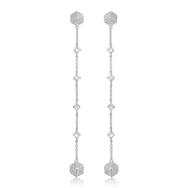 Brinco For me Triangle prata 925 pingente triângulos com Zircônias 1