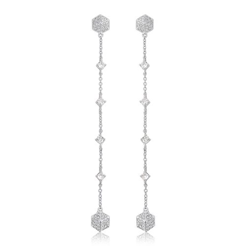 Brinco For me Triangle prata 925 pingente triângulos com Zircônias