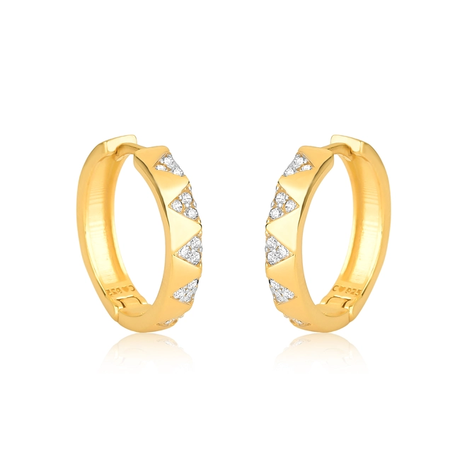 Brinco For me Triangle argola prata 925 dourada triângulos de Zircônias 1