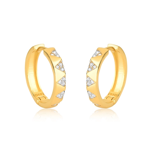 Brinco For me Triangle argola prata 925 dourada triângulos de Zircônias