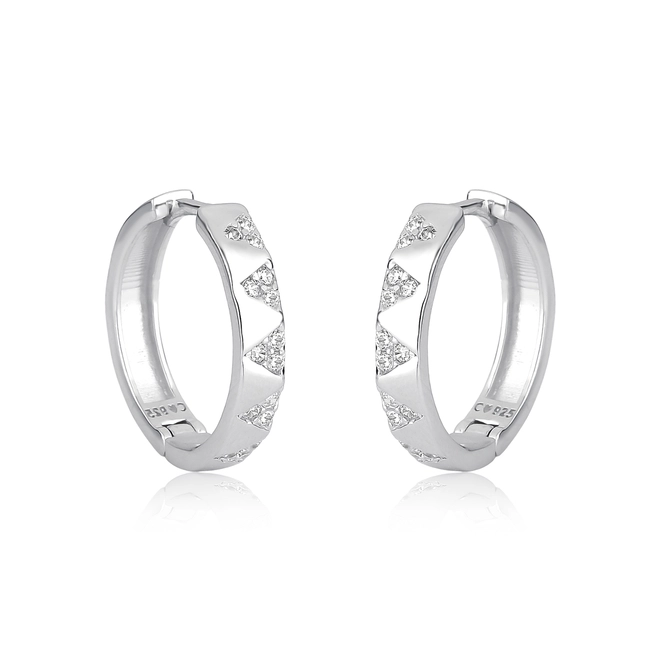 Brinco For me Triangle argola prata 925 seis triângulos com Zircônias 1