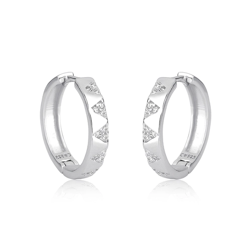 Brinco For me Triangle argola prata 925 seis triângulos com Zircônias