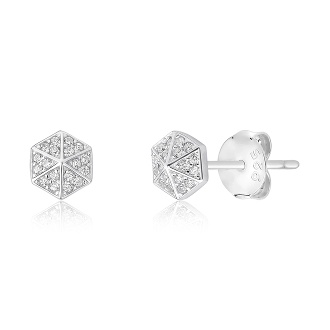 Brinco For me Triangle stud prata 925 triângulos com Zircônias 1