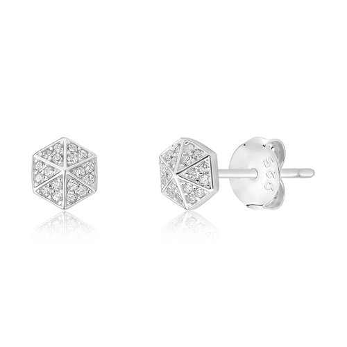 Brinco For me Triangle stud prata 925 triângulos com Zircônias