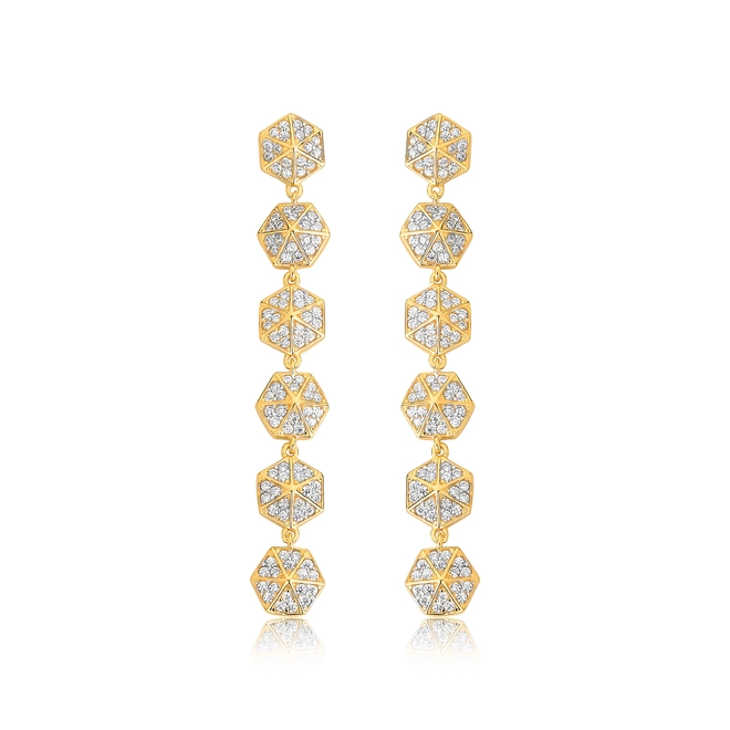 Brinco For me Triangle prata 925 dourada com Triângulos de Zircônias 1